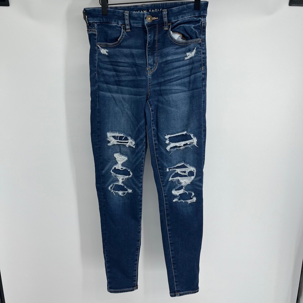 American Eagle Outfitters Curvy Hi Rise Jegging Jeans Dark Wash Ripped Size 6